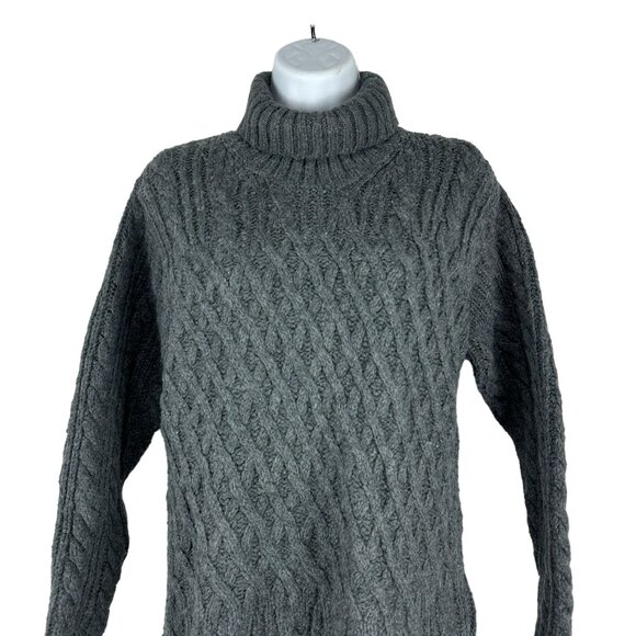 St Johns Bay Petite Medium Cable Knit Gray Turtleneck Sweater Acrylic Wool Blend - Picture 3 of 7